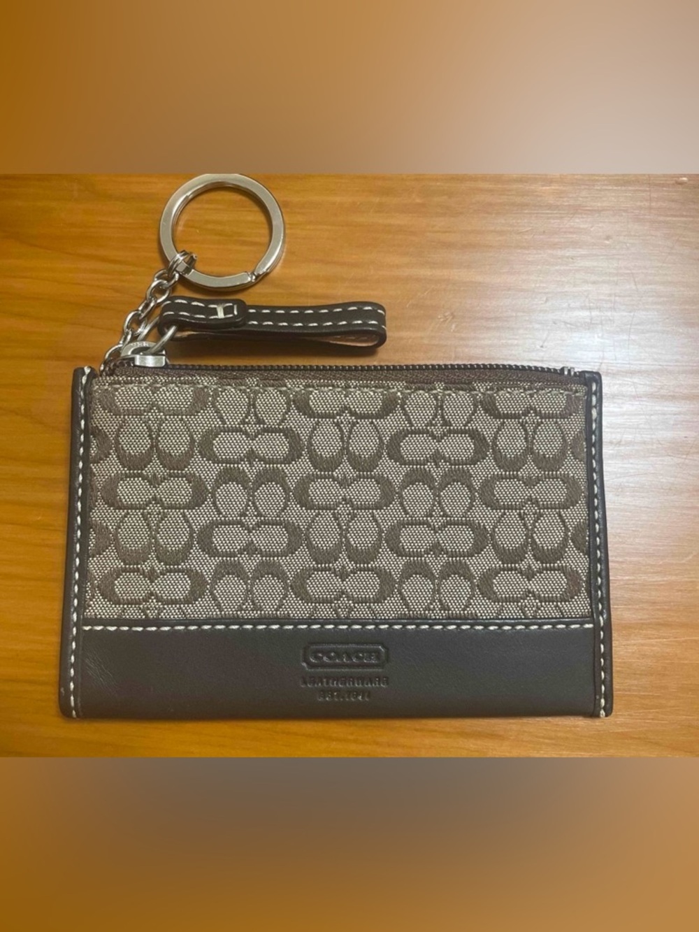 Vintage Coach Signature Canvas Keychain Coin Purse.